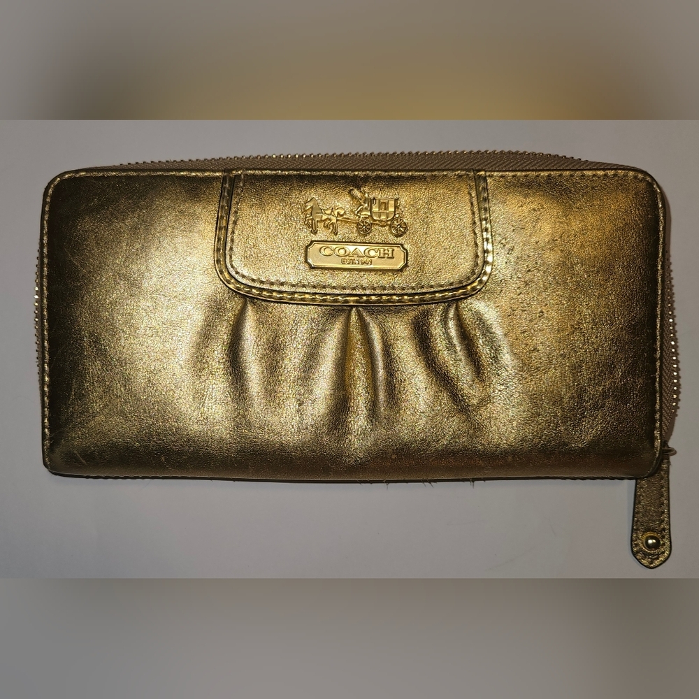 Vintage Gold Coach Long Wallet